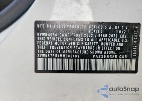 2021 Volkswagen Jetta S from USA, damaged, VIN 3VWN57BUXMM088409